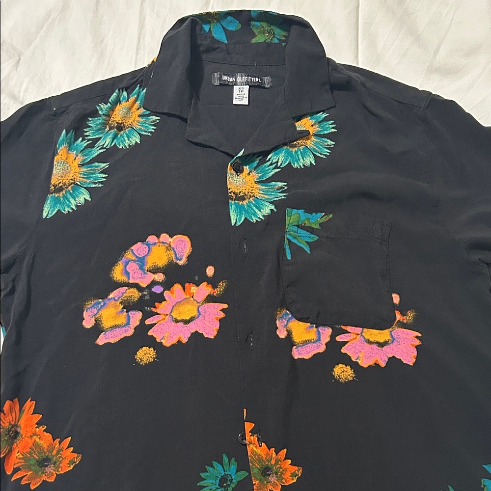 Urban Outfitters Black Shirt with Floral Accents